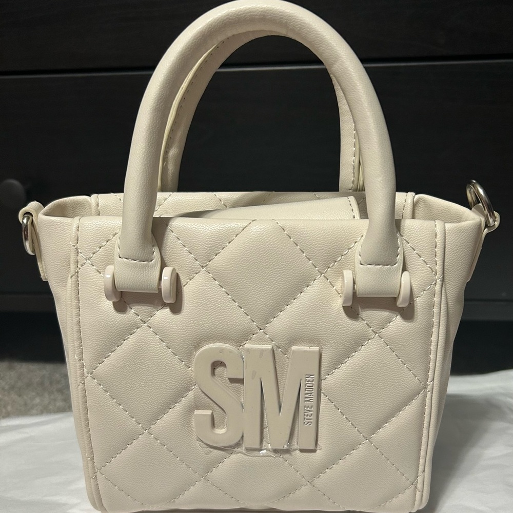Steve Madden Ivory Quilted Mini Bag